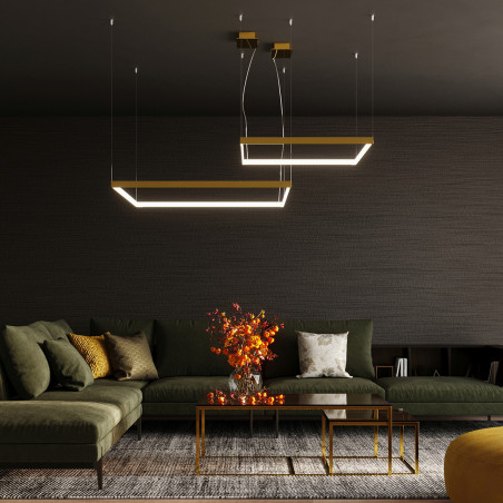 Lampa wisząca Nelya 80x80cm złota LED | Thoro