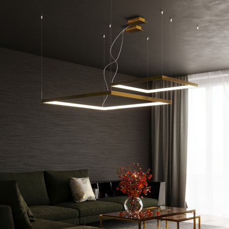 Lampa wisząca Nelya 80x80cm złota LED | Thoro