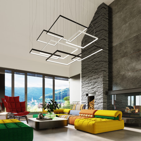 Lampa wisząca LED Nelya 110x110cm czarna | Thoro