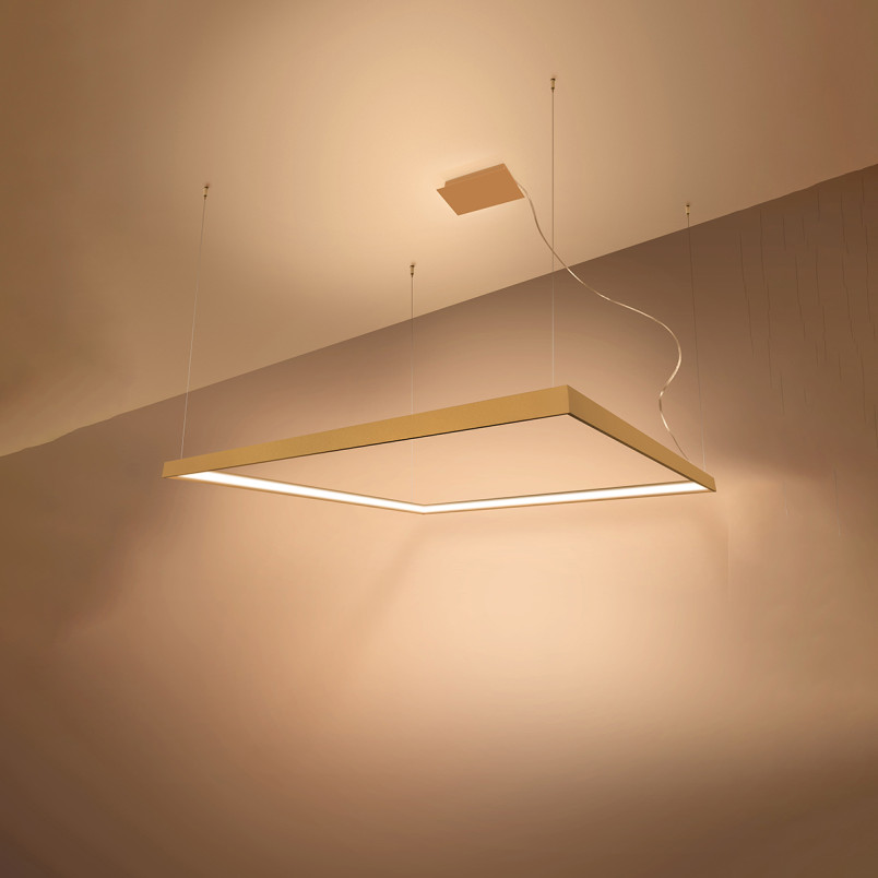 Lampa wisząca kwadratowa Nelya złota LED | Thoro