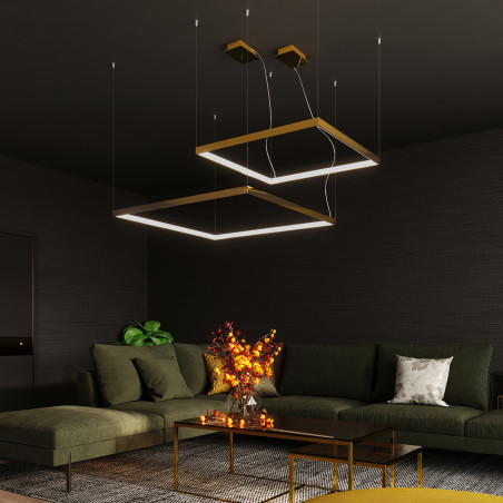 Lampa wisząca kwadratowa Nelya złota LED | Thoro