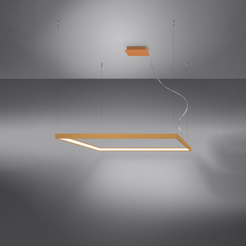 Lampa wisząca Nelya - złota, kwadratowa LED | Thoro