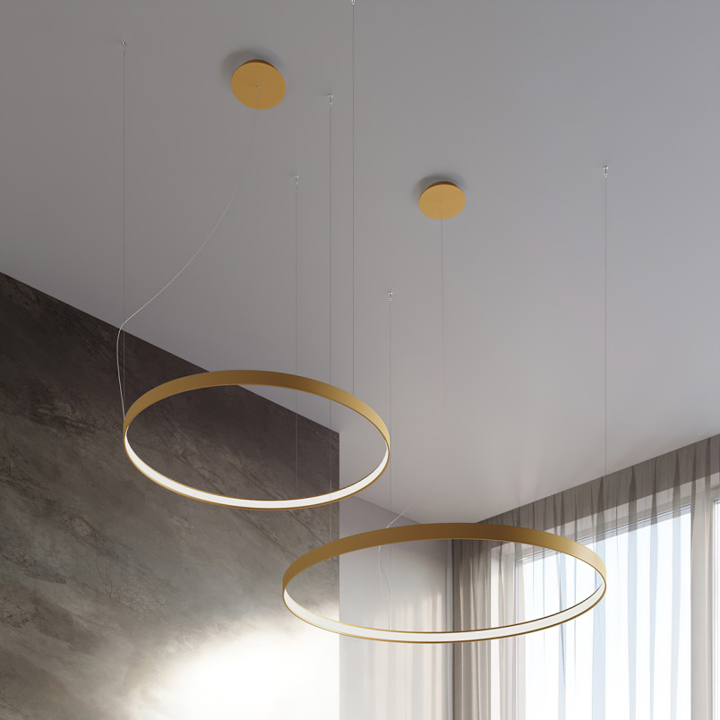 Żyrandol LED Rio Thoro - Nowoczesny Design, 110cm, Złoty