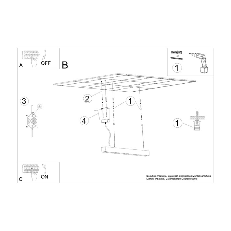 Lampa wisząca LED Pinne 200cm szara Thoro | Nowoczesny design
