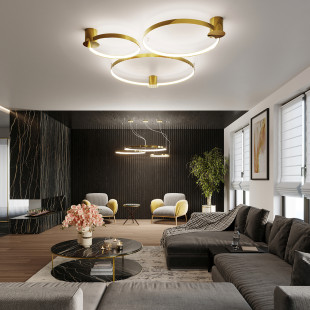 Żyrandol Rio Thoro: Złoty, LED, 78cm - Nowoczesny Design