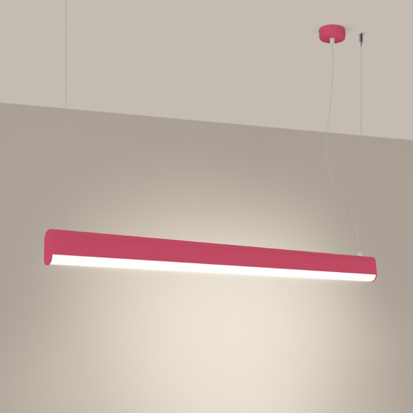 Lampa wisząca LED różowa Thoro | Pilot, Ściemniacz | 120cm
