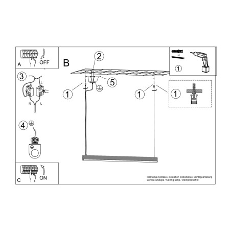 Lampa wisząca LED Thoro Farge 120cm - Nowoczesny design i pilot!