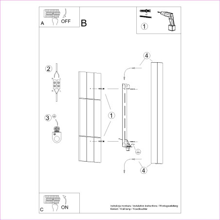 Kinkiet Freya 60cm czarny Thoro | Minimalistyczny design