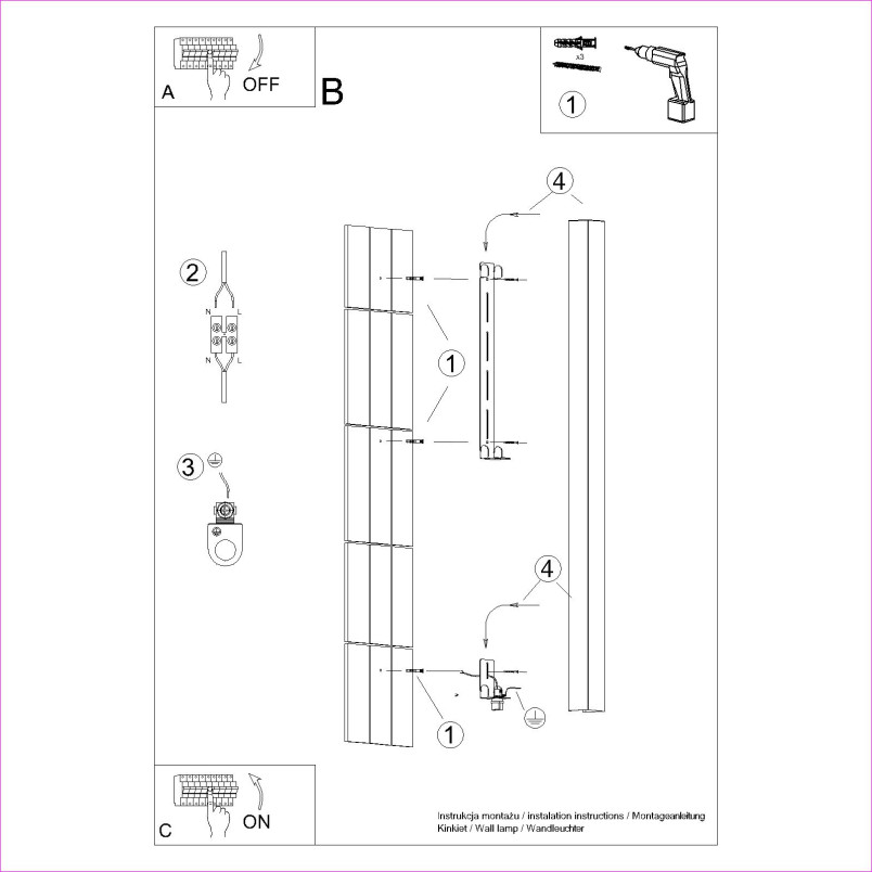 Kinkiet Freya 150cm czarny Thoro | Minimalistyczny design