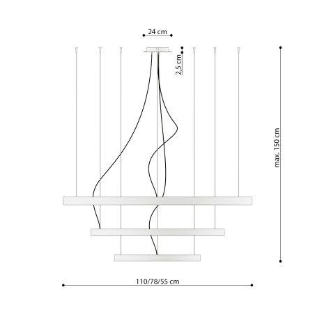 Żyrandol LED Thoro Rio III - Nowoczesny design, 11840lm