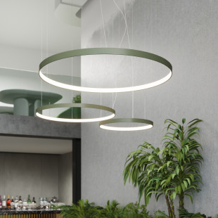 Żyrandol LED Rio Thoro: Nowoczesny design, zielony oliwkowy