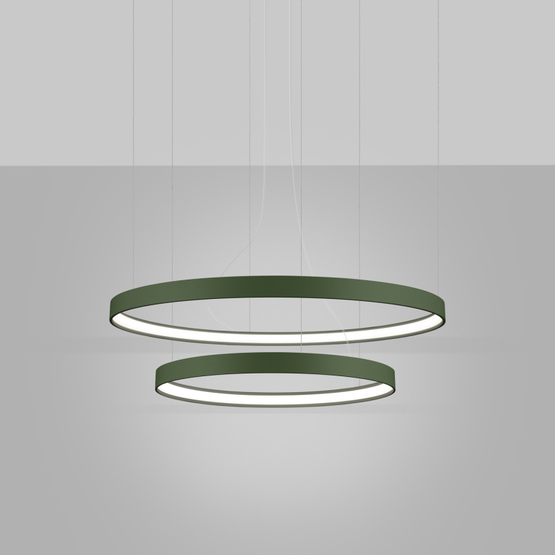 Żyrandol LED Rio II Thoro: Nowoczesny design, zielony oliwkowy