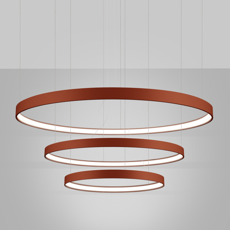 Żyrandol LED Rio III Thoro - Nowoczesny design w ochrze czerwonej