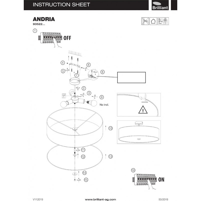 Plafon Andria 60cm - Szary Brilliant | Lampy Materiałowe