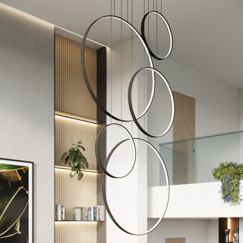 Lampa wisząca Rio V Thoro | Nowoczesna, czarna, LED