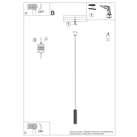 Lampa wisząca tuba biała LED Thoro Ivar - nowoczesny design