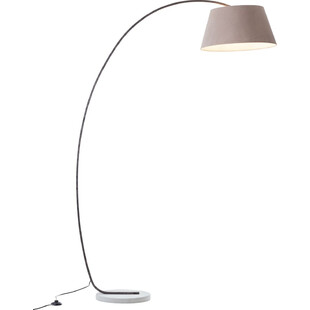 Lampa podłogowa łukowa z abażurem Brok Brązowo-Szara marki Brilliant