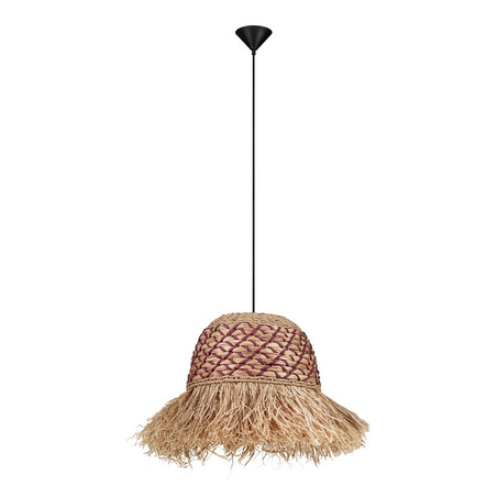 Lampa boho Lorseo - rafia/czerwony | Decolab24