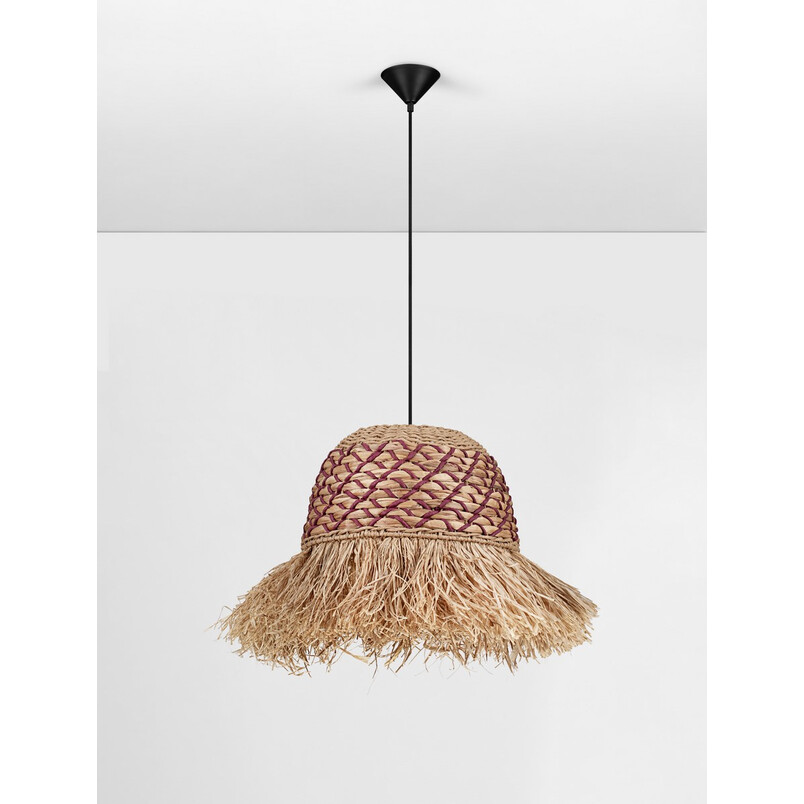Lampa boho Lorseo - rafia/czerwony | Decolab24