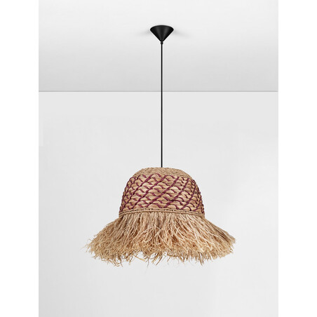 Lampa boho Lorseo - rafia/czerwony | Decolab24
