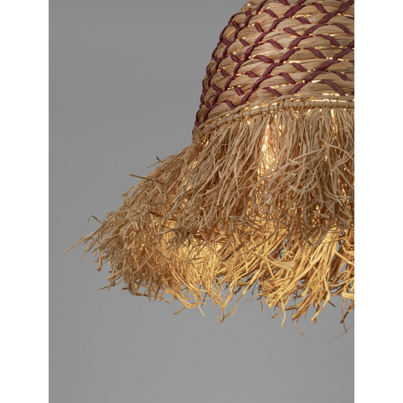 Lampa boho Lorseo - rafia/czerwony | Decolab24