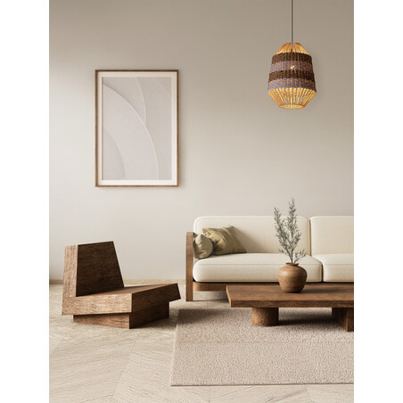Lampa wisząca boho Sopco | Brązowo-niebieska | Decolab24