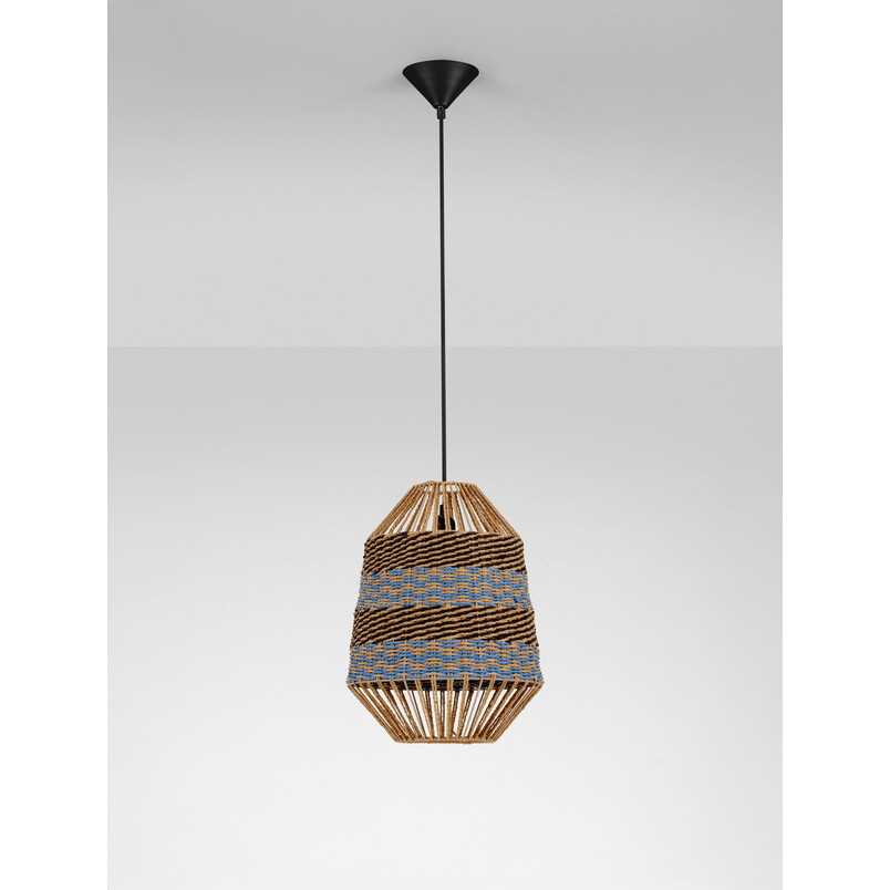 Lampa wisząca boho Sopco | Brązowo-niebieska | Decolab24