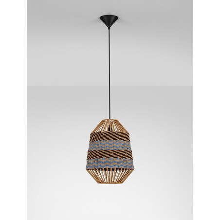 Lampa wisząca boho Sopco | Brązowo-niebieska | Decolab24
