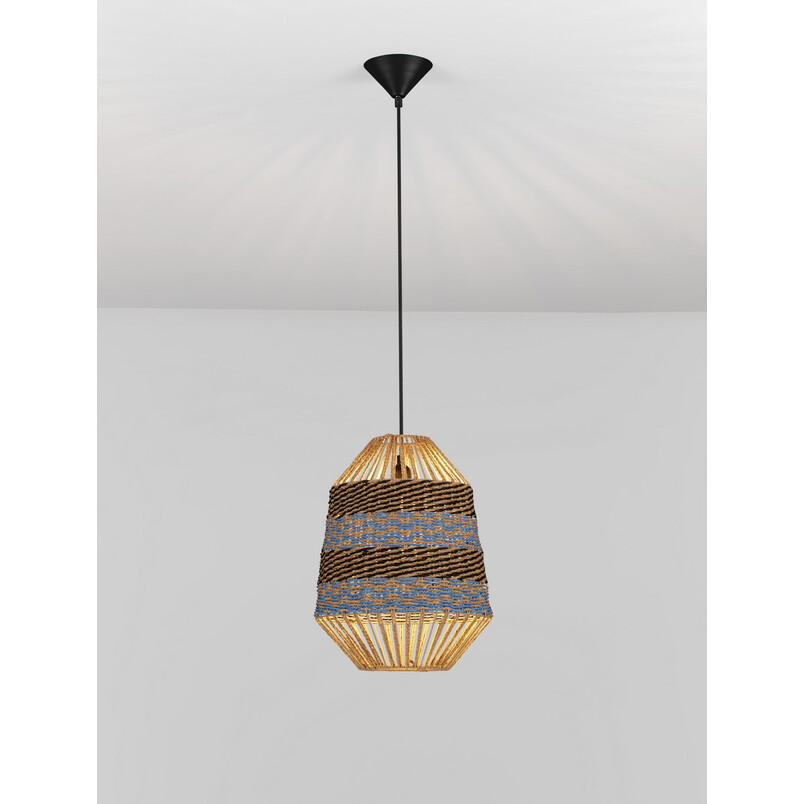 Lampa wisząca boho Sopco | Brązowo-niebieska | Decolab24