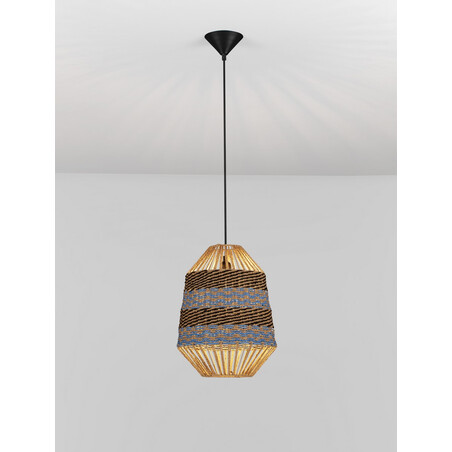 Lampa wisząca boho Sopco | Brązowo-niebieska | Decolab24