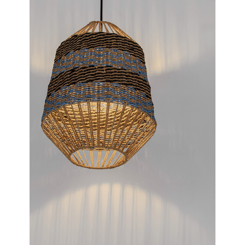 Lampa wisząca boho Sopco | Brązowo-niebieska | Decolab24