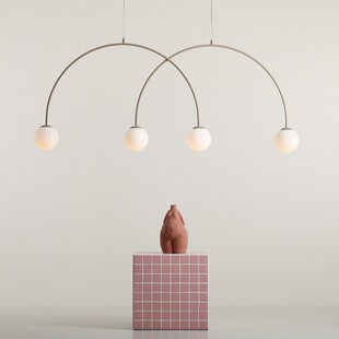 Lampa wisząca UNA Coral - 4 kule szklane, biały/beż | Aldex