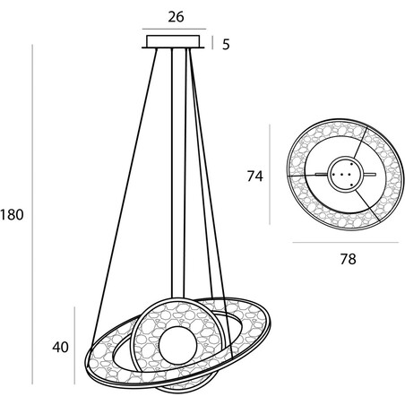 Lampa wisząca glamour Alexia LED - MaxLight | 74cm, Złota