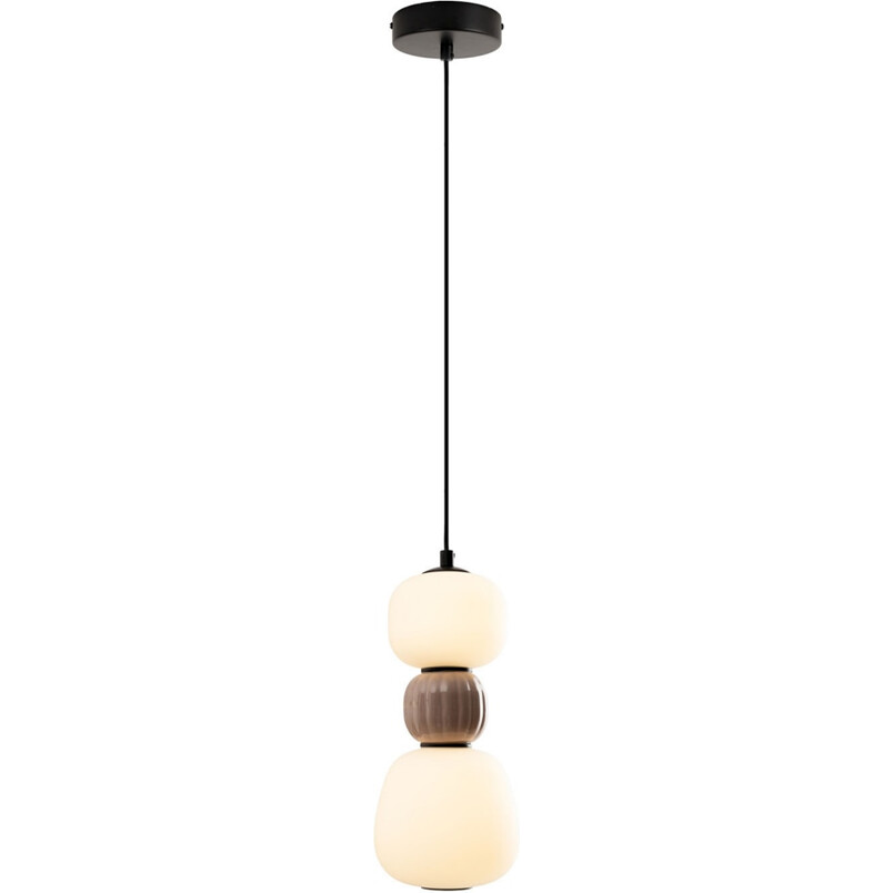 Lampa wisząca szklana Modern LED MaxLight | 14cm | Opal/Brąz