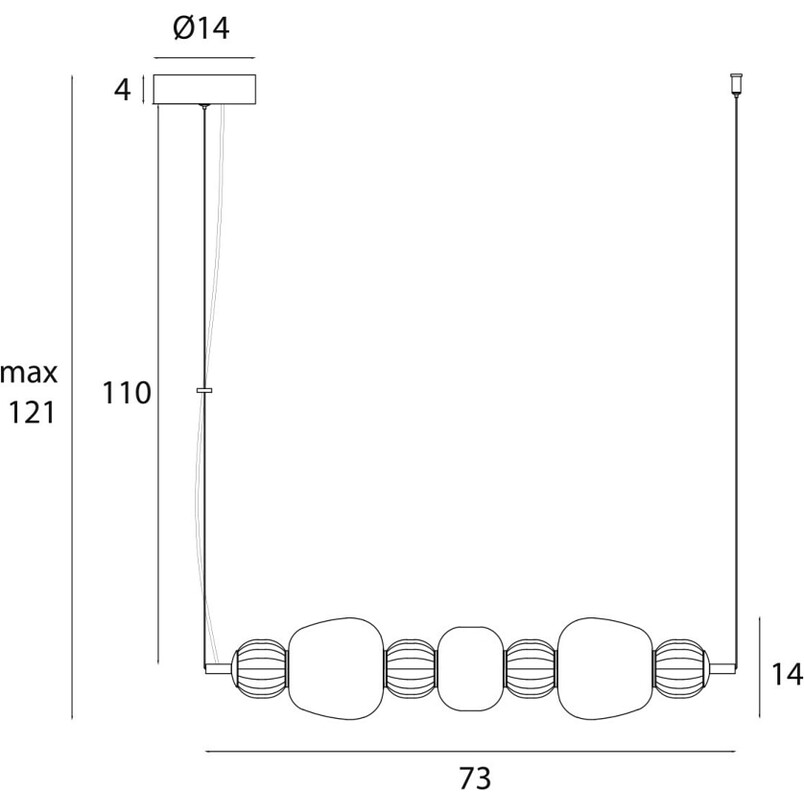Lampa wisząca LED MaxLight - Szklana, podłużna, 73cm - Sklep z lampami