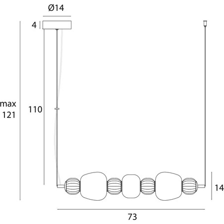 Lampa wisząca LED MaxLight - Szklana, podłużna, 73cm - Sklep z lampami