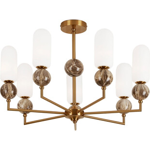 Żyrandol Hampton Nova VII MaxLight | Szklany, Biały/Złoto
