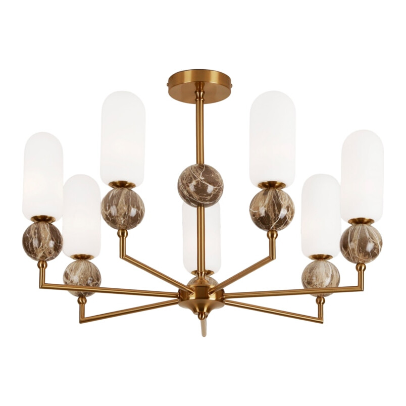 Żyrandol Hampton Nova VII MaxLight | Szklany, Biały/Złoto