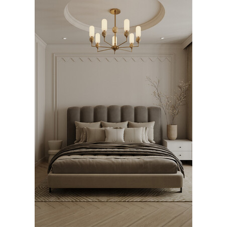 Żyrandol Hampton Nova VII MaxLight | Szklany, Biały/Złoto