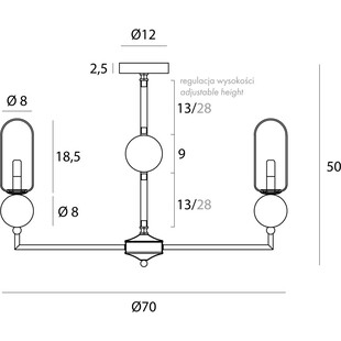 Żyrandol Hampton Nova VII MaxLight | Szklany, Biały/Złoto