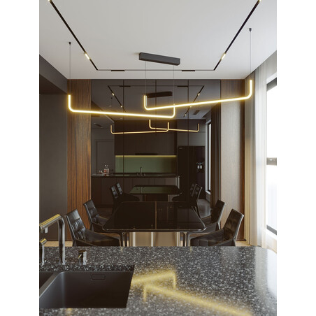 Lampa wisząca LED Urus II MaxLight | 150cm, Czarna