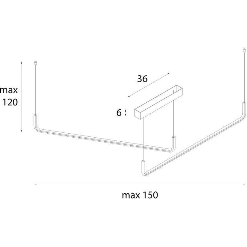 Lampa wisząca LED Urus II MaxLight | 150cm, Czarna