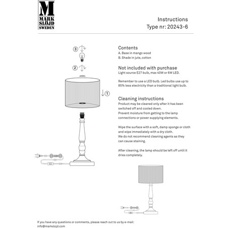 Lampa stołowa boho Markslojd Ano | Beż, brąz | Styl skandynawski
