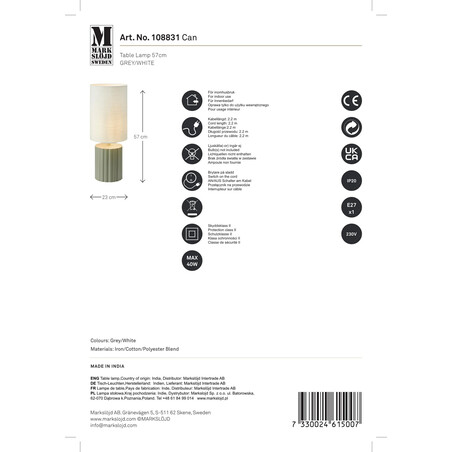 Lampa stołowa Can Markslojd | Skandynawski Design, 57cm