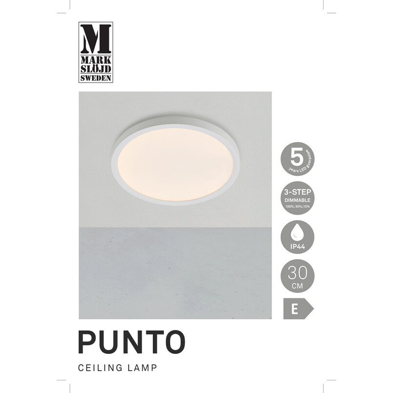 Plafon LED do łazienki Punto - 30cm, biały | Markslojd