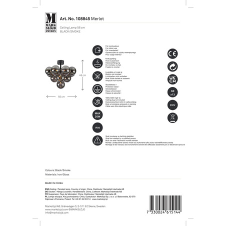 Lampa sufitowa Markslojd Merlot XIII - Szklane kule, dymione szkło