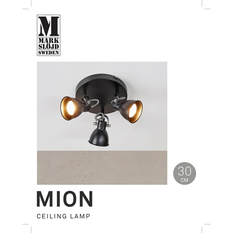 Reflektor 3 punktowy Mion czarny mat - Markslojd | Oświetlenie Loft