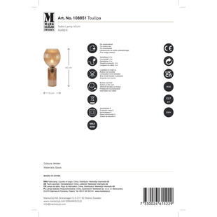 Lampa szklana Toulipa Markslojd | Bursztynowa, 18cm, E27
