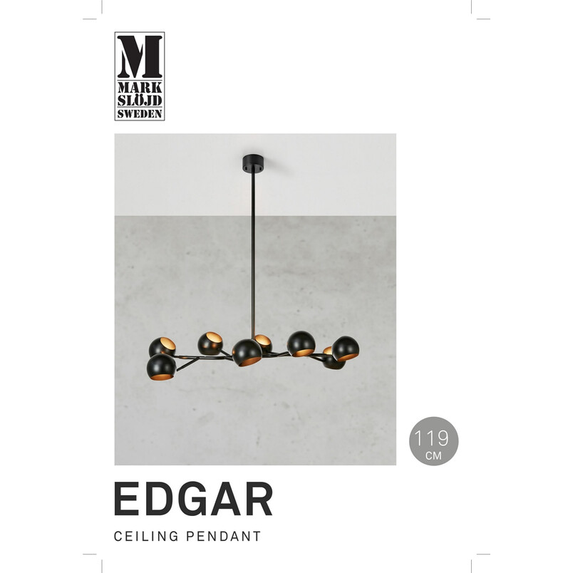 Lampa sufitowa Edgar 8 punktów czarna | Markslojd