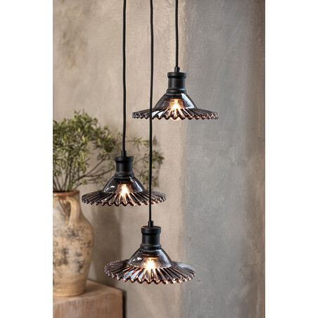 Lampa wisząca retro Novia - Markslojd | Szkło dymione, 3 punkty